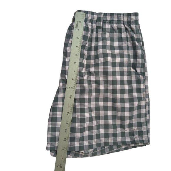 Columbia‎ PFG Swimsuit Trunks Shorts Mens Large Green White Check Liner Pockets - Picture 12 of 12